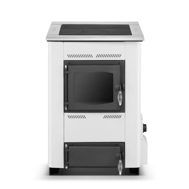 Krosnelė su vandens kontūru TEMY ES (10–25 kW) 15 kW Balta