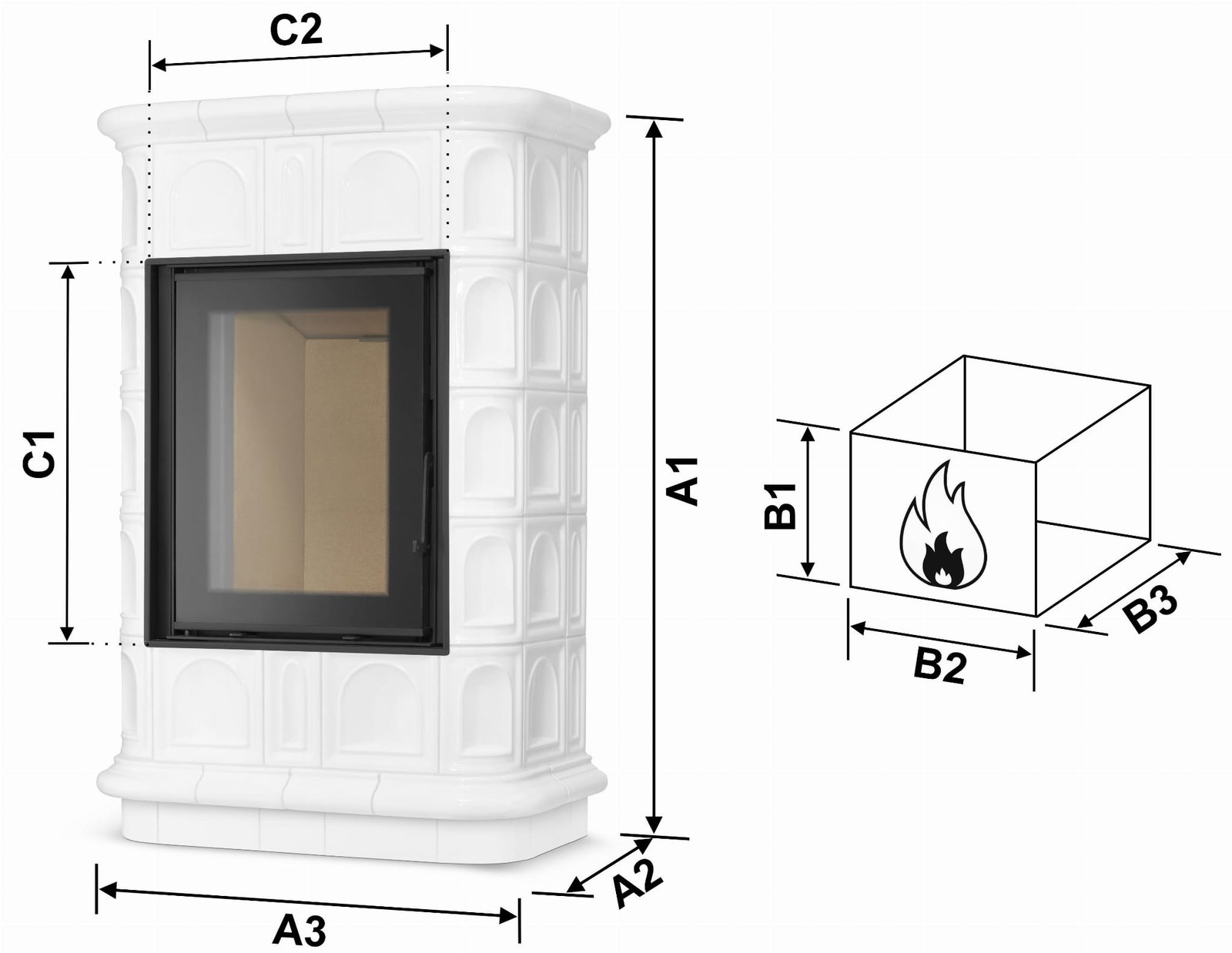 Koklinis židinys BLANKA BOGNA – LAVA LUMINA (8,2 kW) Balta