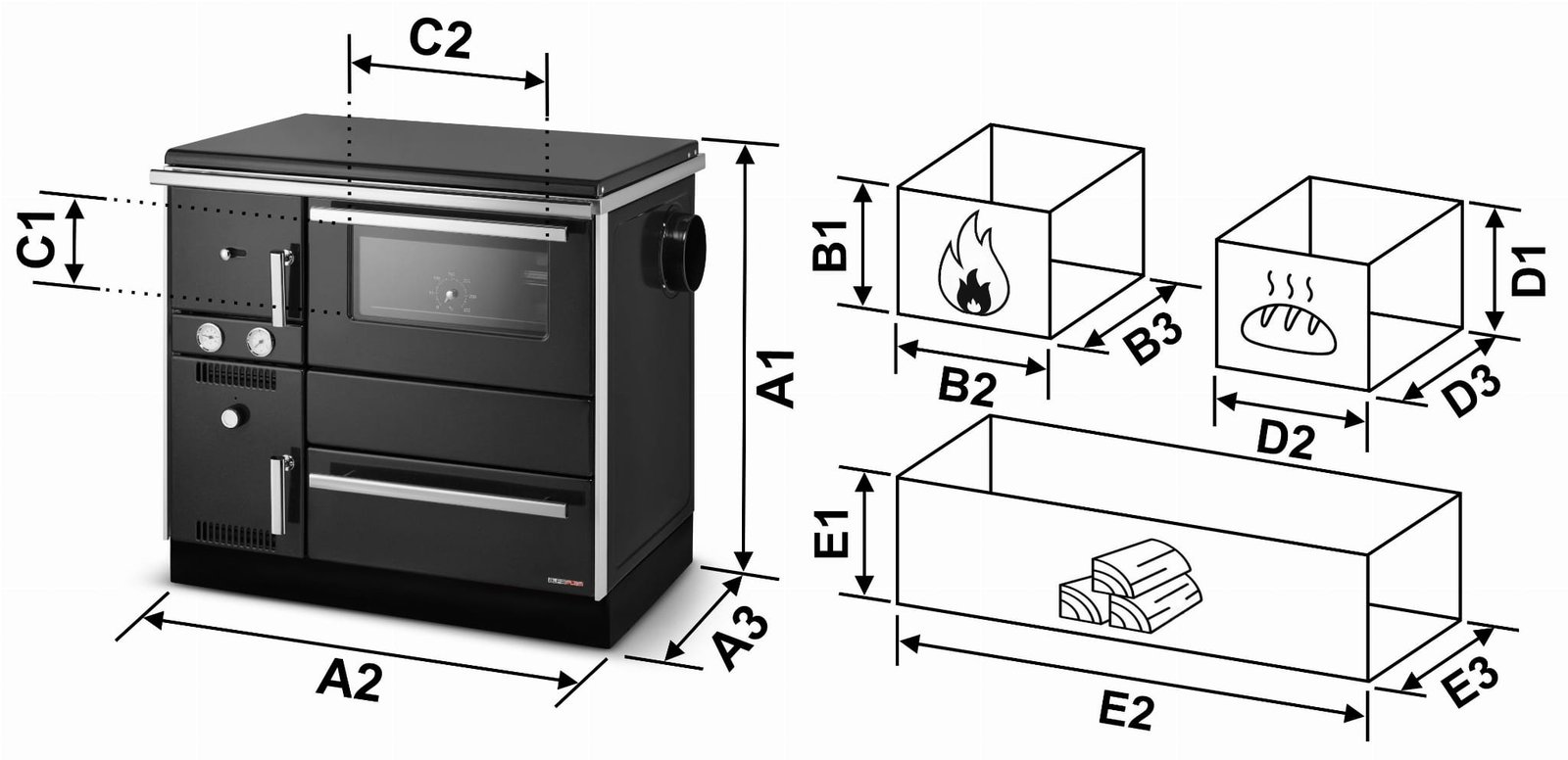 Krosnelė-viryklė ALFA-PLAM ALFA TERM 20 su vandens kontūru (22,9 kW) Antracito