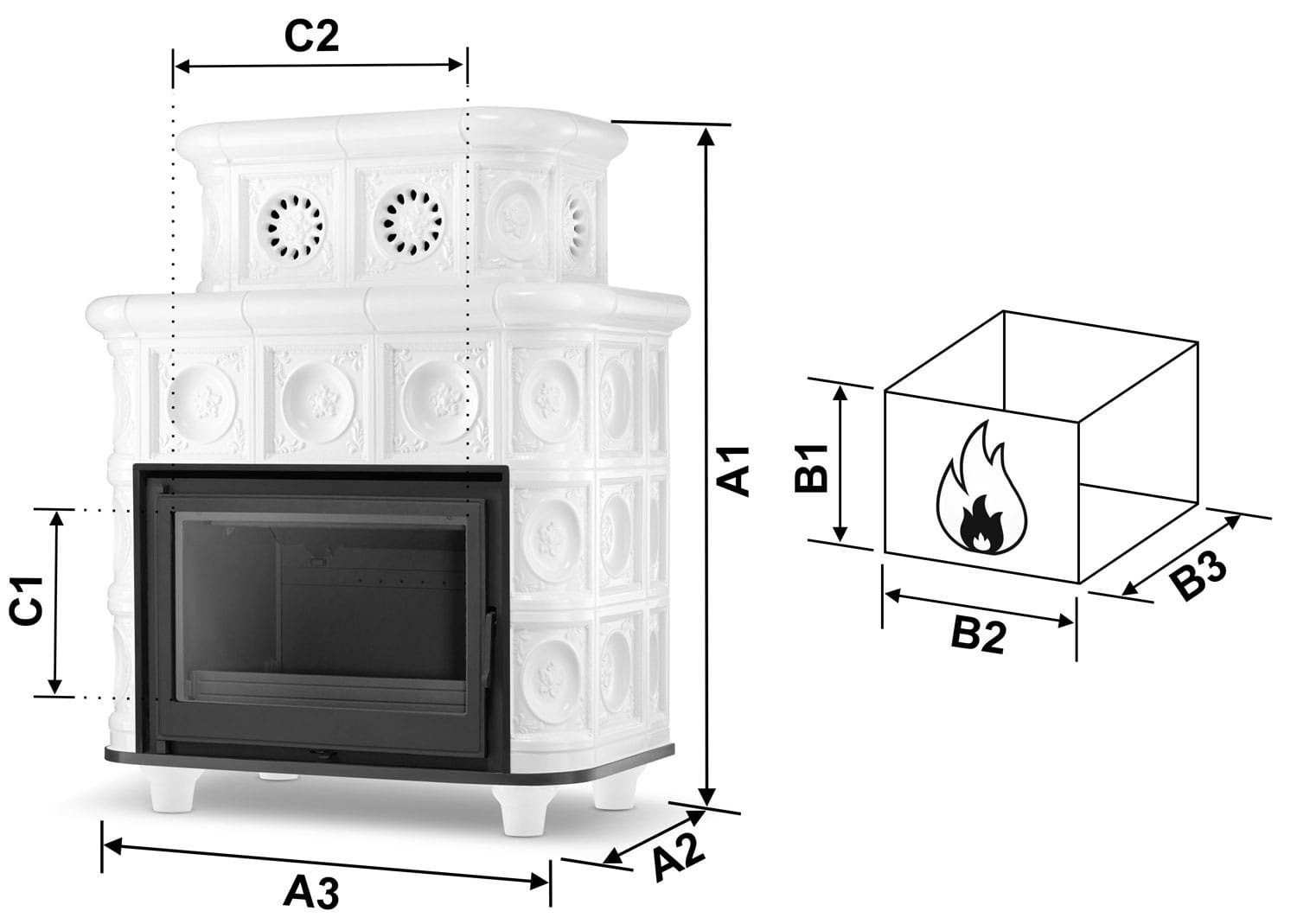 Koklinis židinys ASPEN – NORDFLAM ETNA (13 kW) Balta