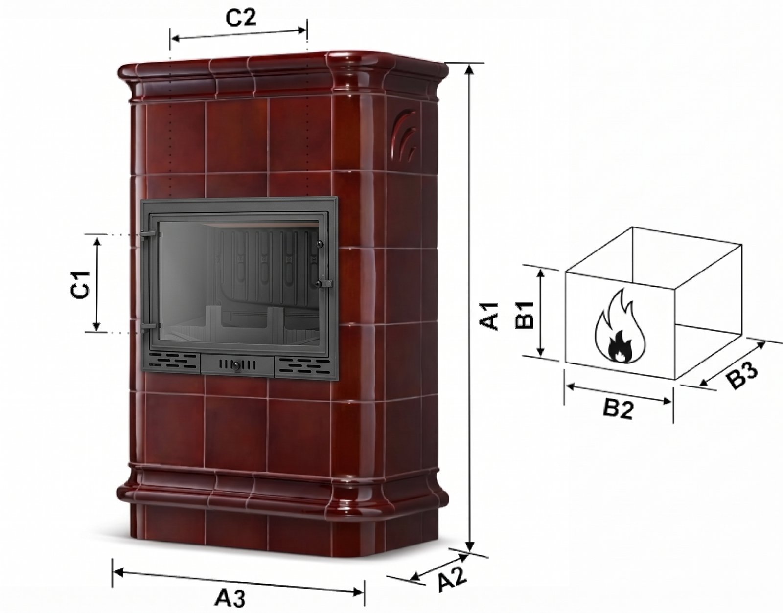 Koklinis židinys ROMA su vandens kontūru – FERGUSS FGS-LUX20 (16,2 kW) Ruda