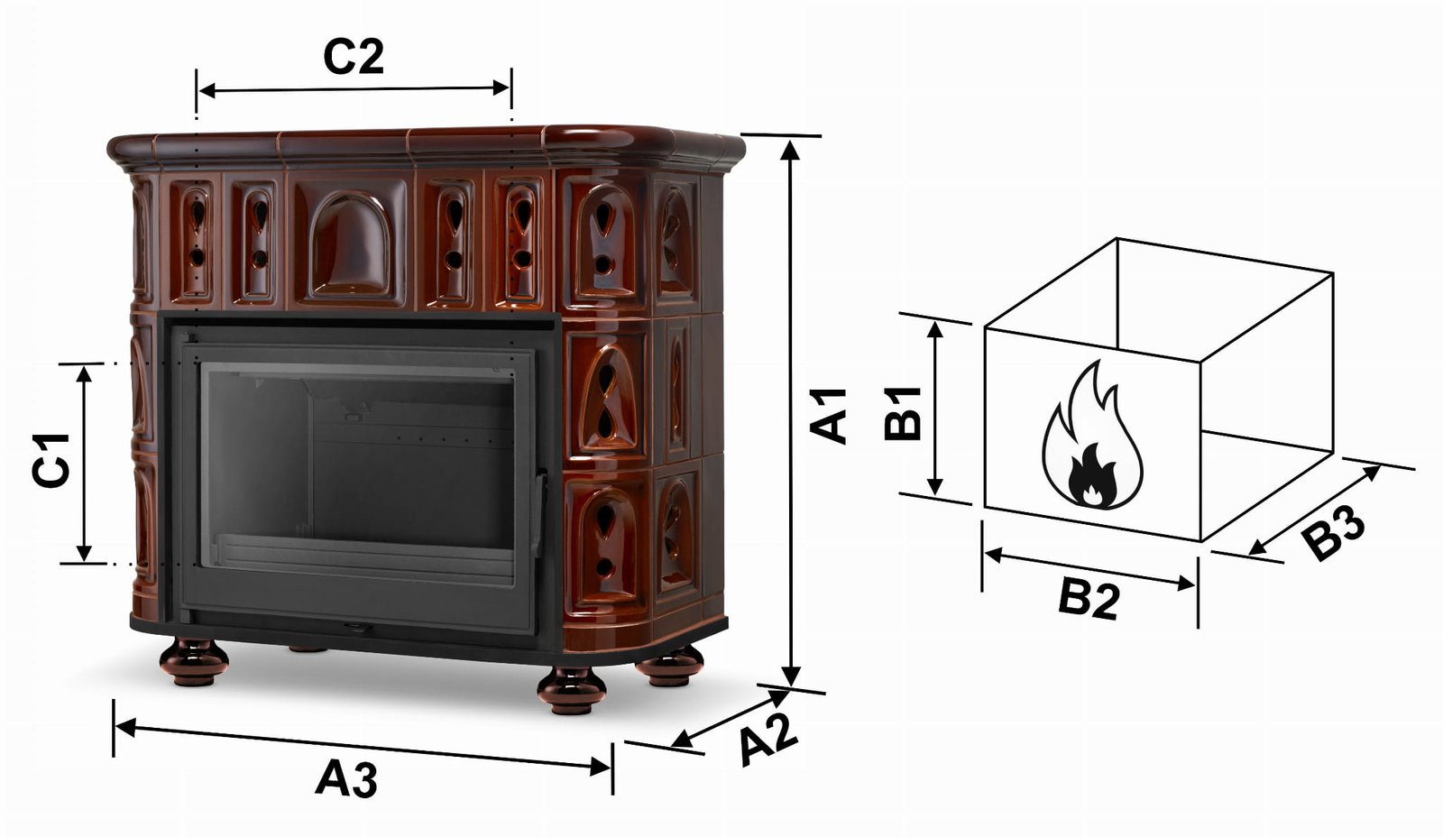 Koklinis židinys BERGEN / OSLO – FERGUSS FGS-LUX18 (11,7 kW) Ruda