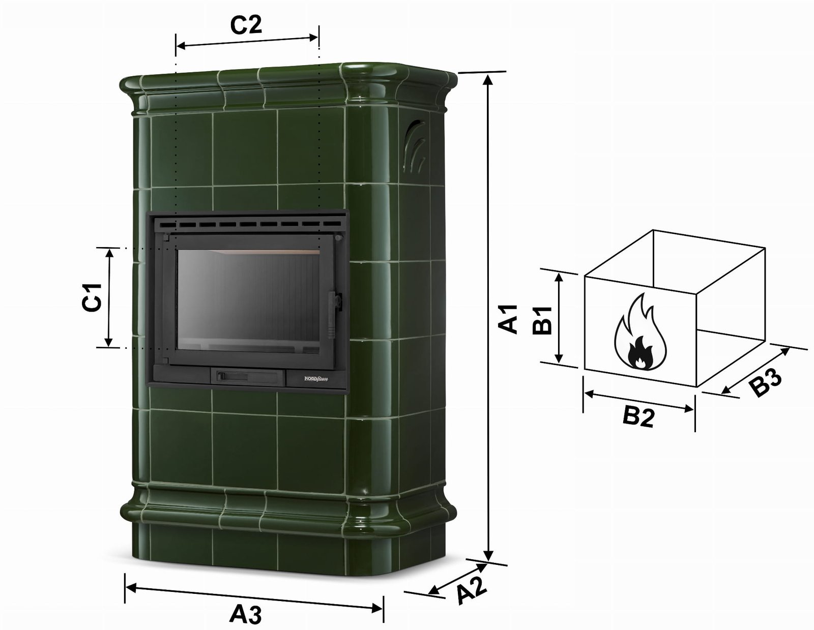 Koklinis židinys ROMA – FERGUSS FGS-LUX18 (11,7 kW) Alyvuogių
