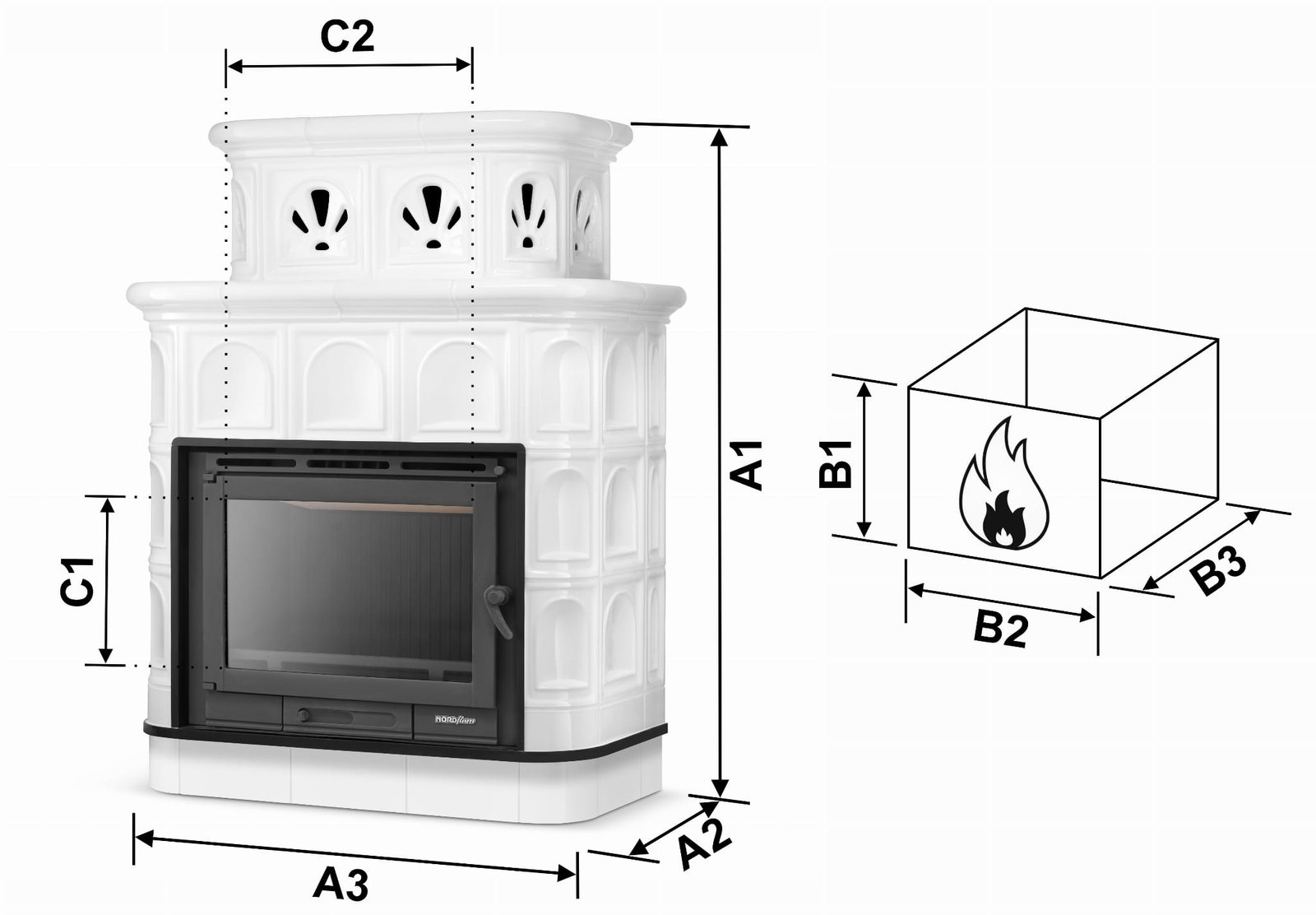 Koklinis židinys SALZBURG su vandens kontūru – FERGUSS FGS-LUX20 (16,2 kW) Balta