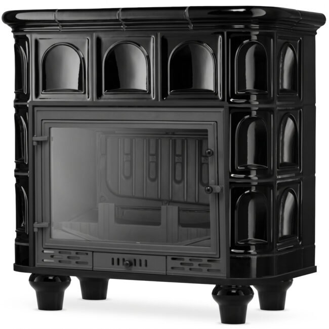 Koklinis židinys FLORENCJA su vandens kontūru – FERGUSS FGS-LUX20 (16,2 kW) Juoda