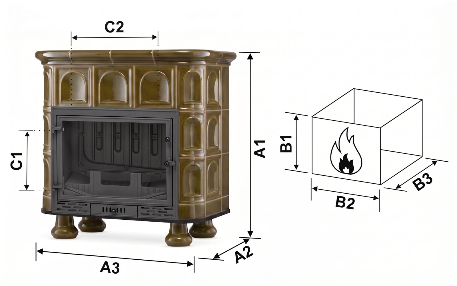 Koklinis židinys FLORENCJA su vandens kontūru – FERGUSS FGS-LUX20 (16,2 kW) Pistacijų