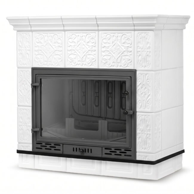 Koklinis židinys MALLORCA su vandens kontūru – FERGUSS FGS-LUX20 (16,2 kW) Balta