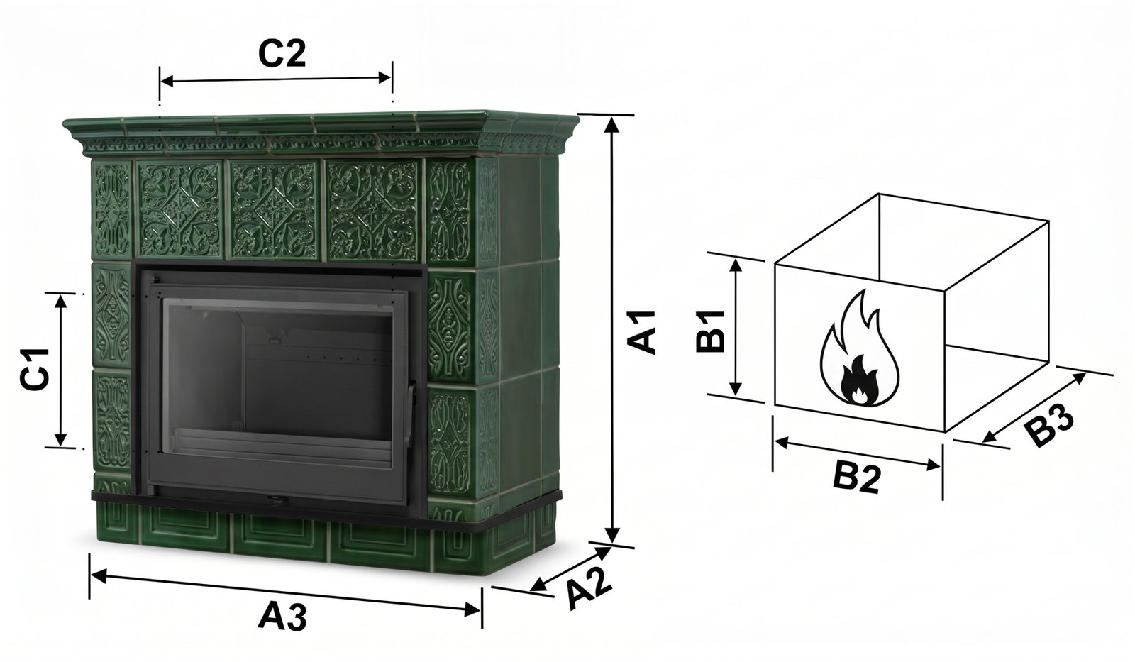 Koklinis židinys MALLORCA – FERGUSS FGS-LUX18 (11,7 kW) Žalia