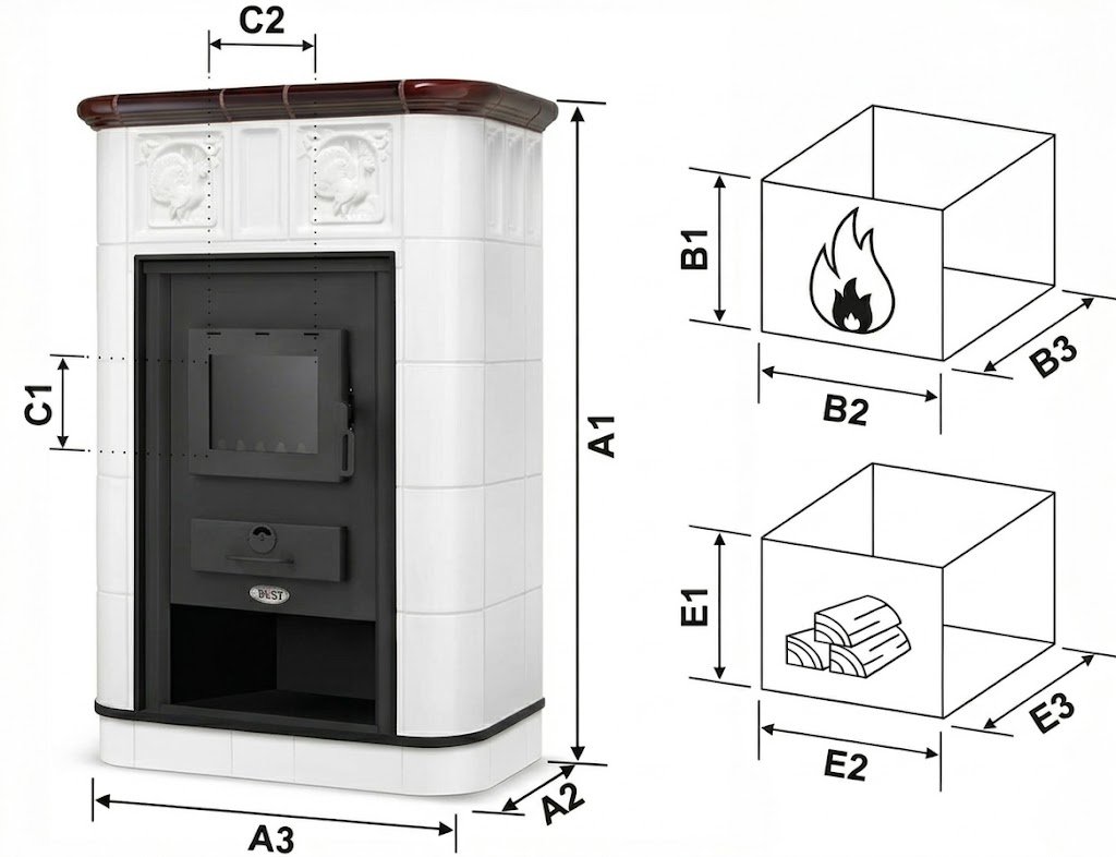 Koklinis židinys IVALO su vandens kontūru – BLIST PADOVA E (19 kW) Balta / ruda