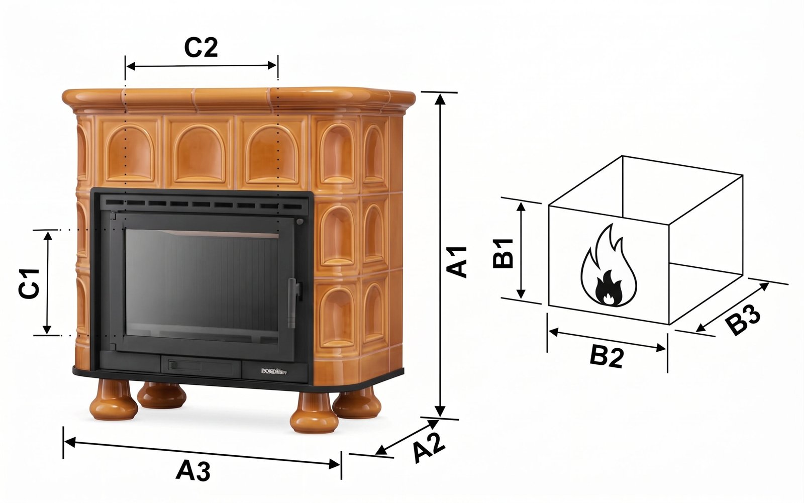 Koklinis židinys FLORENCJA – FERGUSS FGS-LUX18 (11,7 kW) Medaus