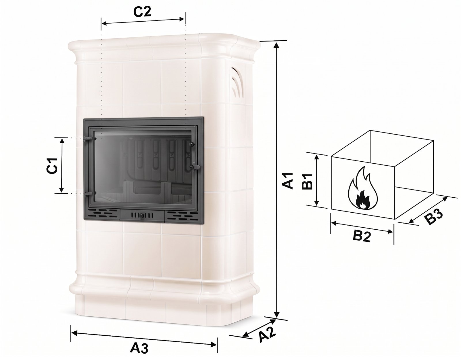 Koklinis židinys ROMA su vandens kontūru – FERGUSS FGS-LUX20 (16,2 kW) Smėlio
