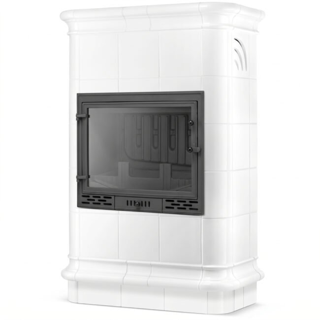 Koklinis židinys ROMA su vandens kontūru – FERGUSS FGS-LUX20 (16,2 kW) Balta