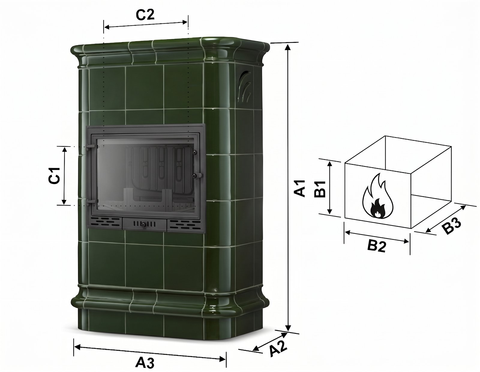 Koklinis židinys ROMA su vandens kontūru – FERGUSS FGS-LUX20 (16,2 kW) Alyvuogių