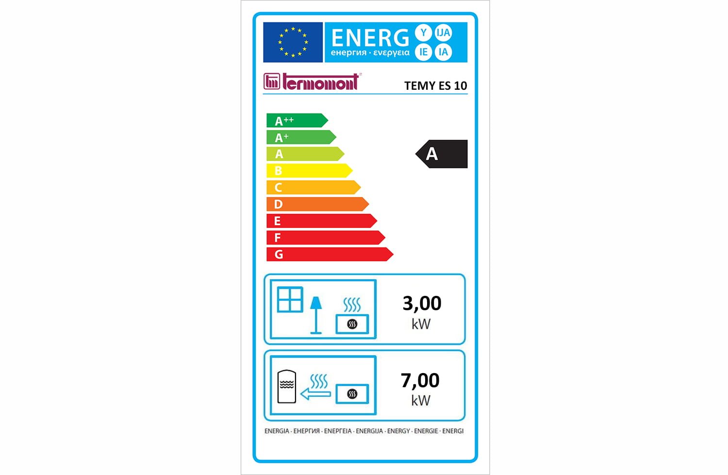 Krosnelė su vandens kontūru TEMY ES (10–25 kW) 10 kW Smėlio