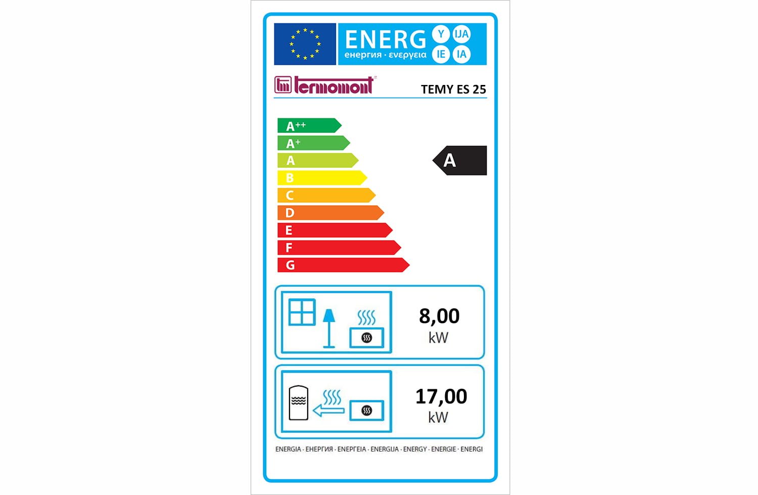 Krosnelė su vandens kontūru TEMY ES (10–25 kW) 25 kW Smėlio