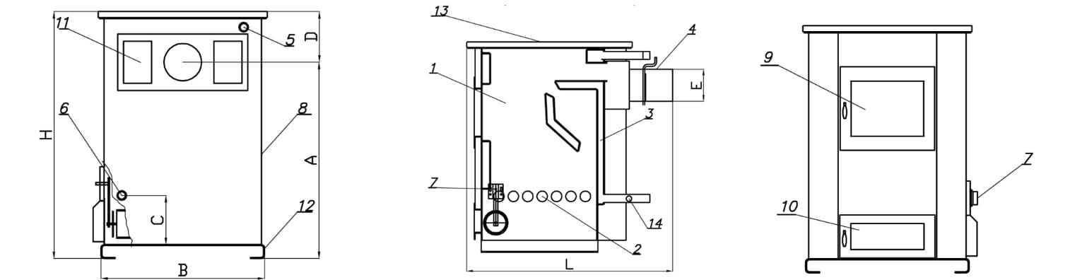 Krosnelė su vandens kontūru TEMY ES (10–25 kW) 15 kW Smėlio