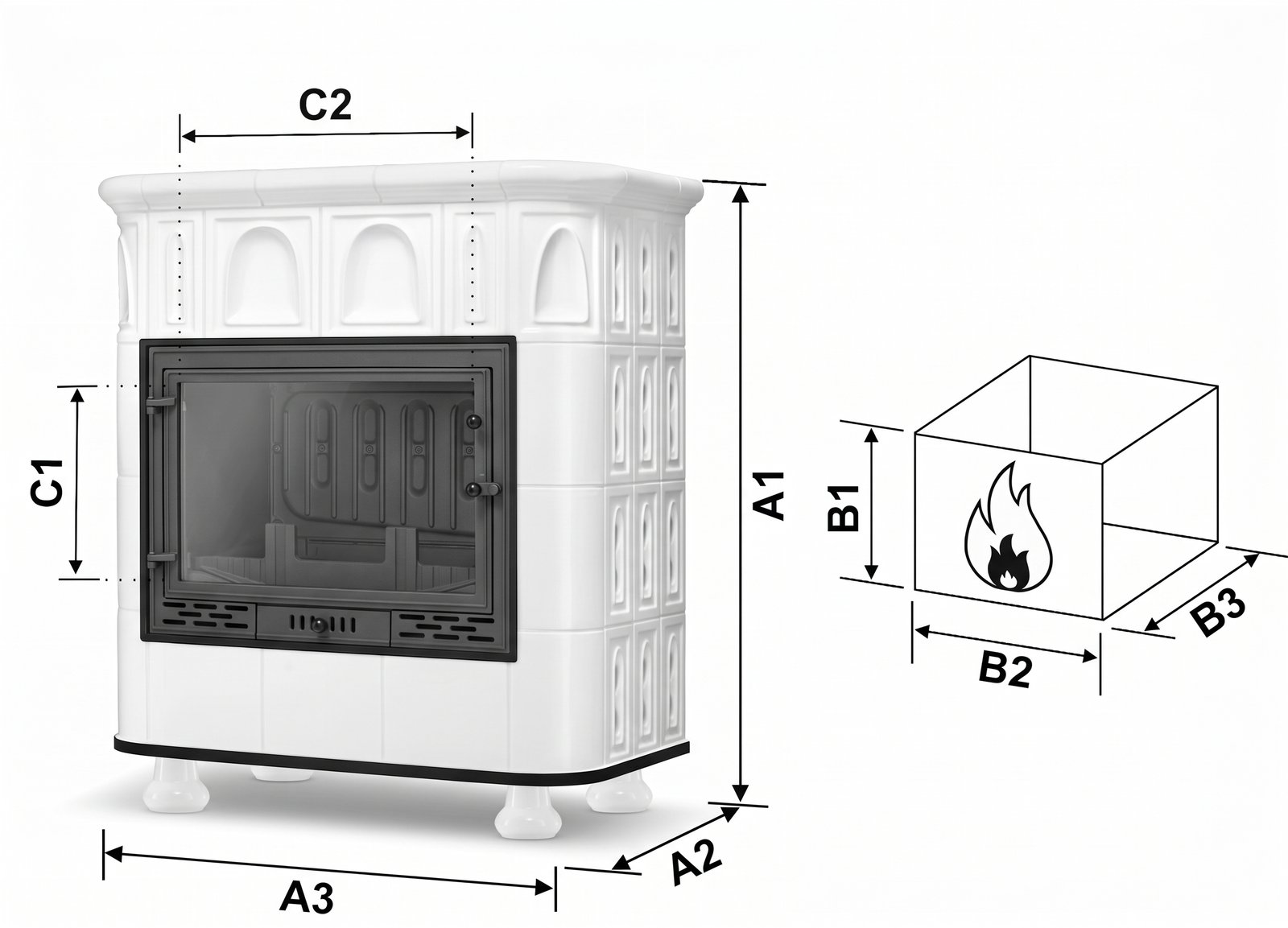 Koklinis židinys GRAZ su vandens kontūru – FERGUSS FGS-LUX20 (16,2 kW) Balta