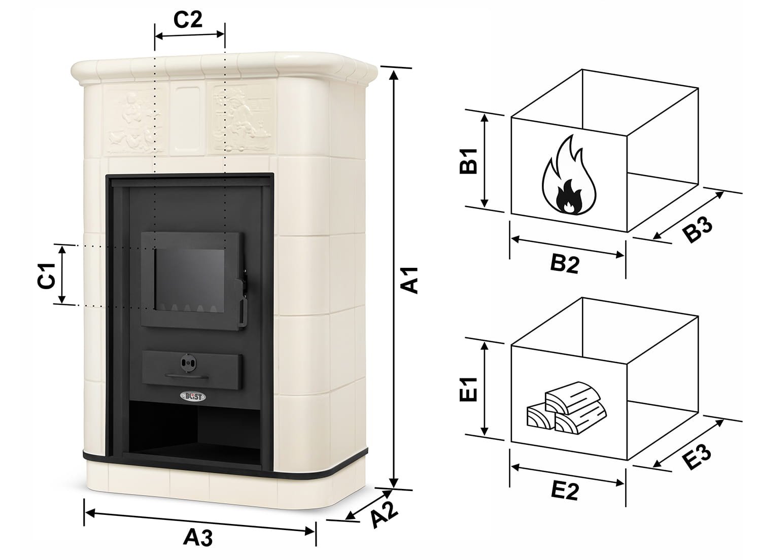 Koklinis židinys HAAG su vandens kontūru – BLIST PADOVA E (19 kW) Smėlio