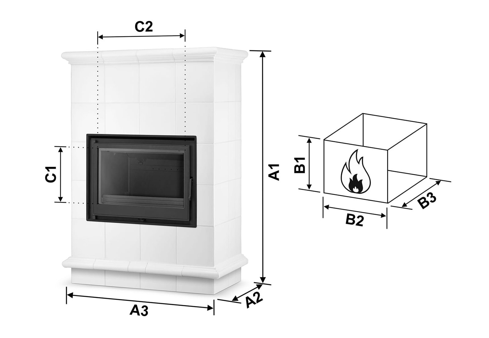 Koklinis židinys NICEA – NORDFLAM ETNA (13 kW) Balta