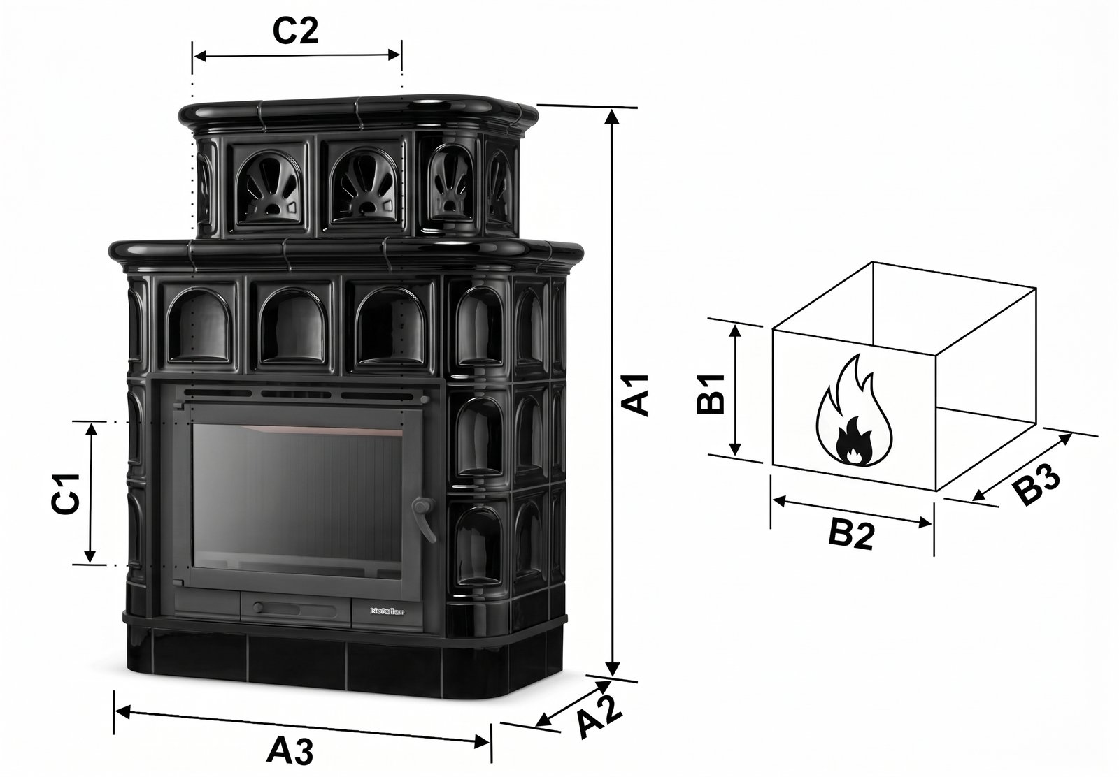 Koklinis židinys SALZBURG su vandens kontūru – FERGUSS FGS-LUX20 (16,2 kW) Juoda