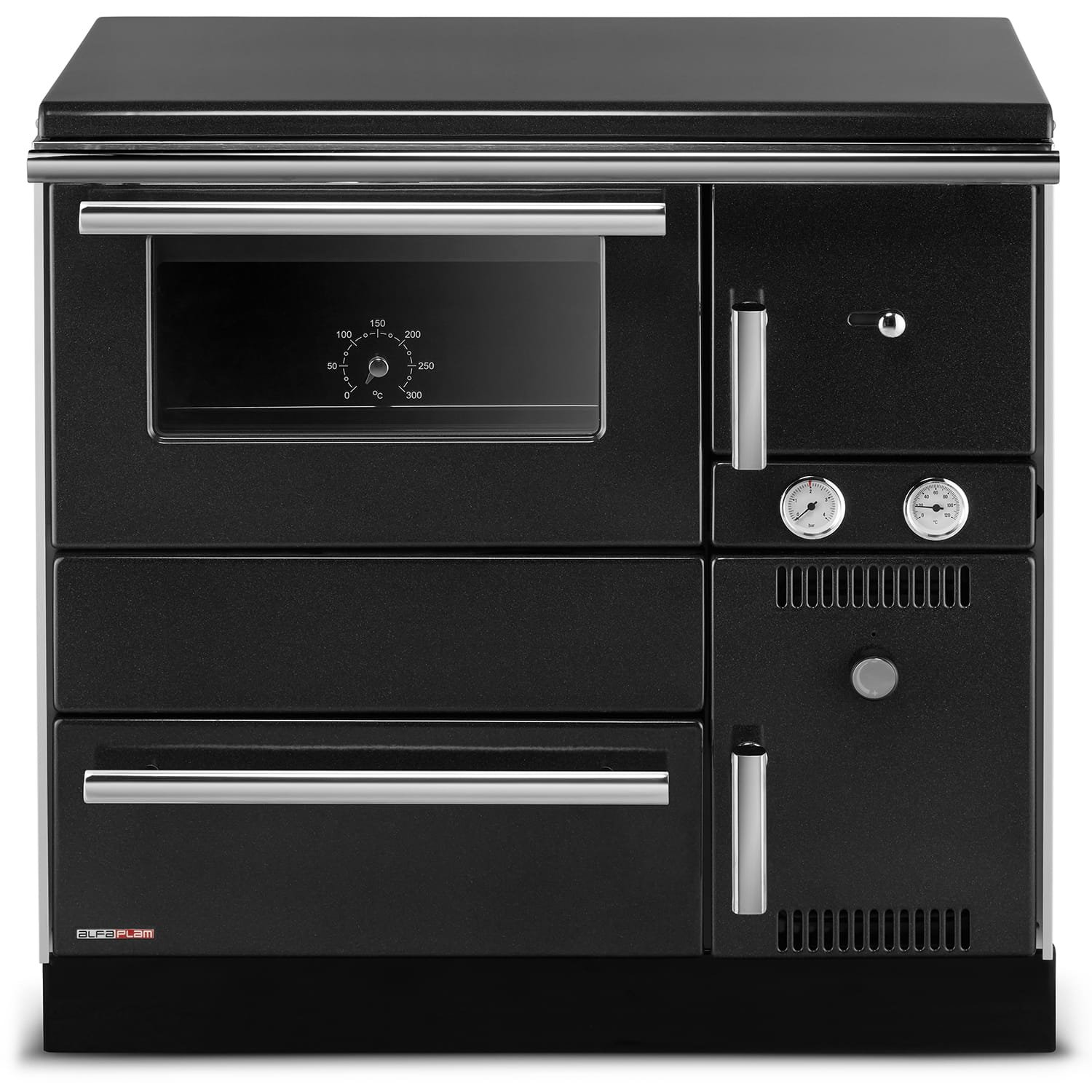 Krosnelė-viryklė ALFA-PLAM ALFA TERM 20 su vandens kontūru (22,9 kW) Antracito