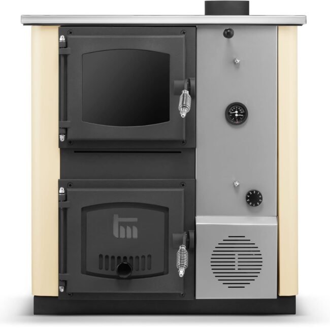 Krosnelė su vandens kontūru TEMY PRO (12 kW) Dešinėje Smėlio