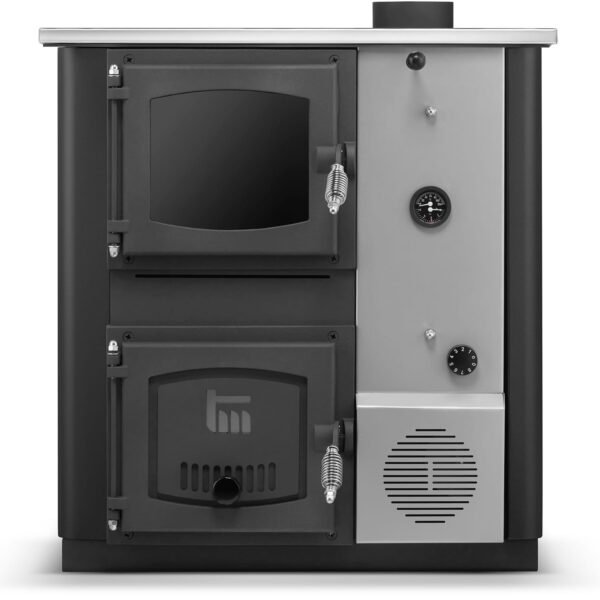Krosnelė su vandens kontūru TEMY PRO (12 kW) Dešinėje Juoda