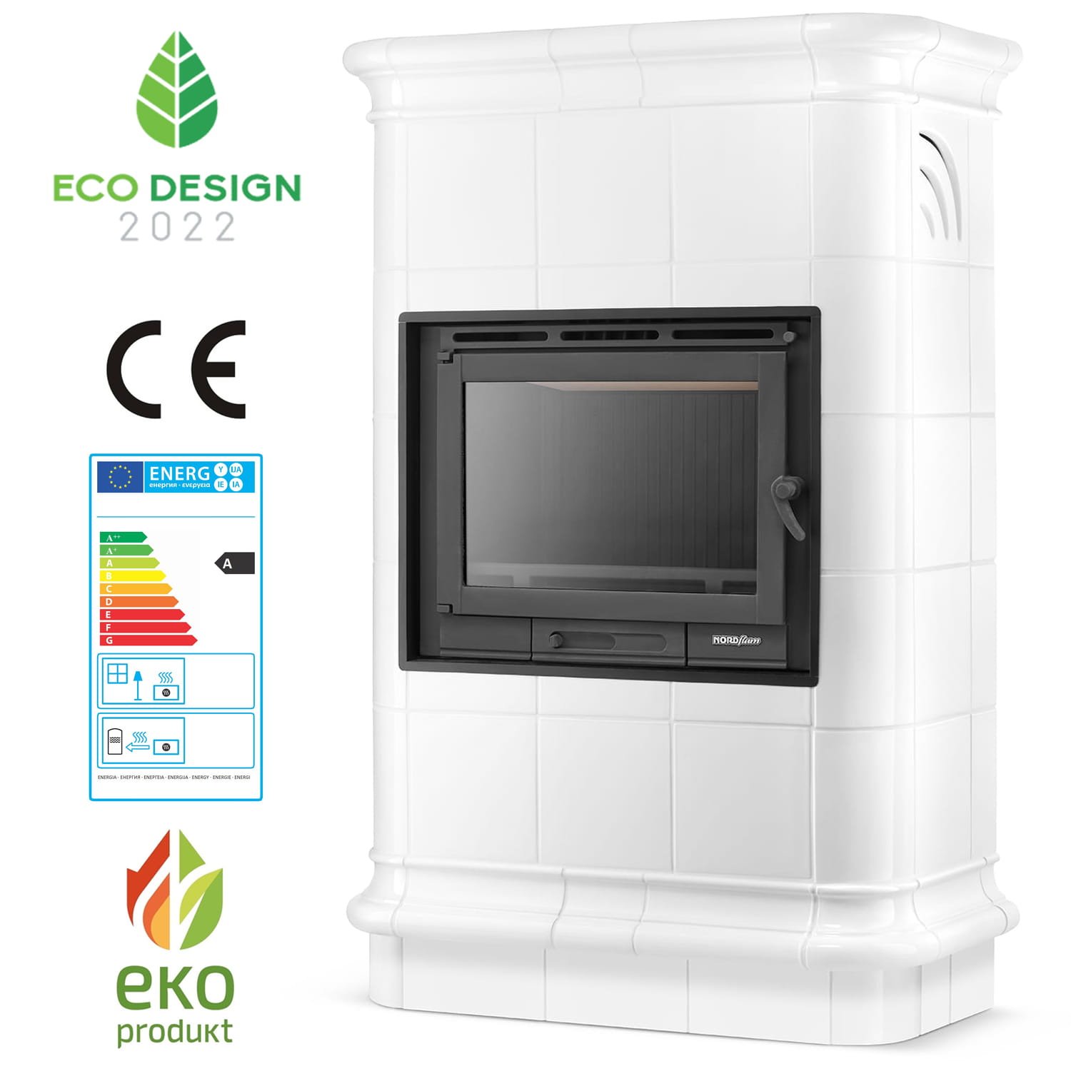 Koklinis židinys ROMA – FERGUSS FGS-LUX18 (11,7 kW) Balta