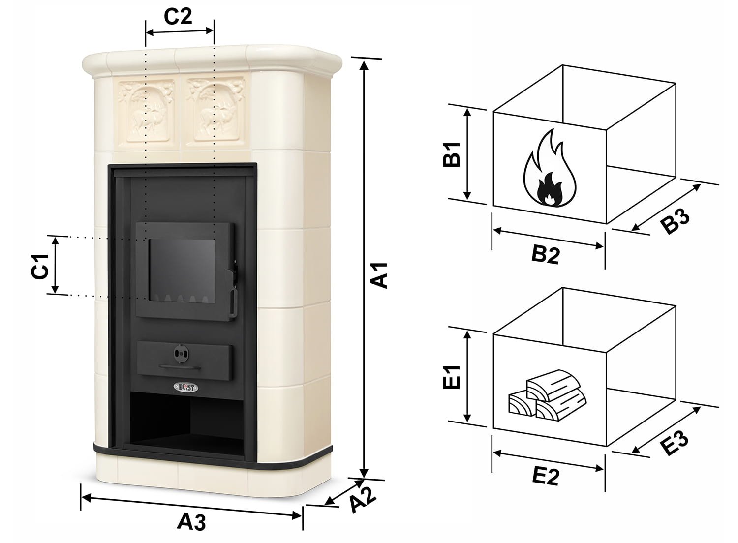Koklinis židinys LACHTI su vandens kontūru – BLIST PADOVA E (19 kW) Smėlio