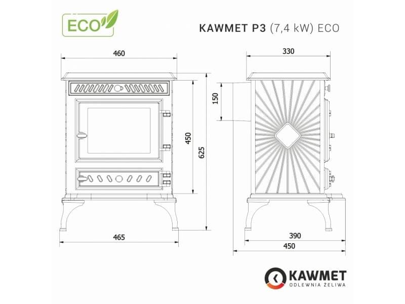 Ketaus krosnelė KAWMET P3 ECO (7,4 kW)