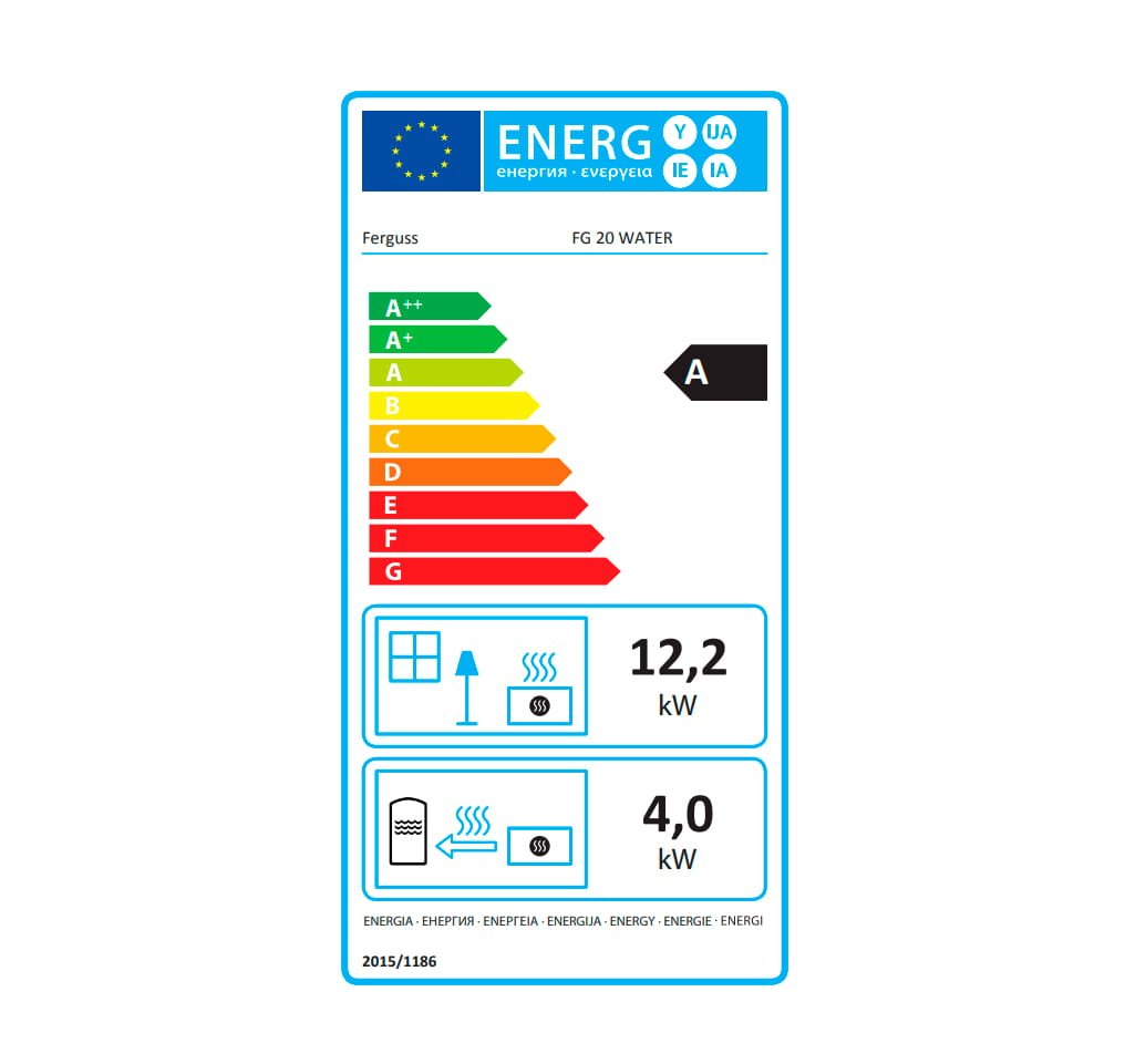 Židinio kapsulė FERGUSS FGS-LUX20 su vandens kontūru (16,2 kW) Juoda