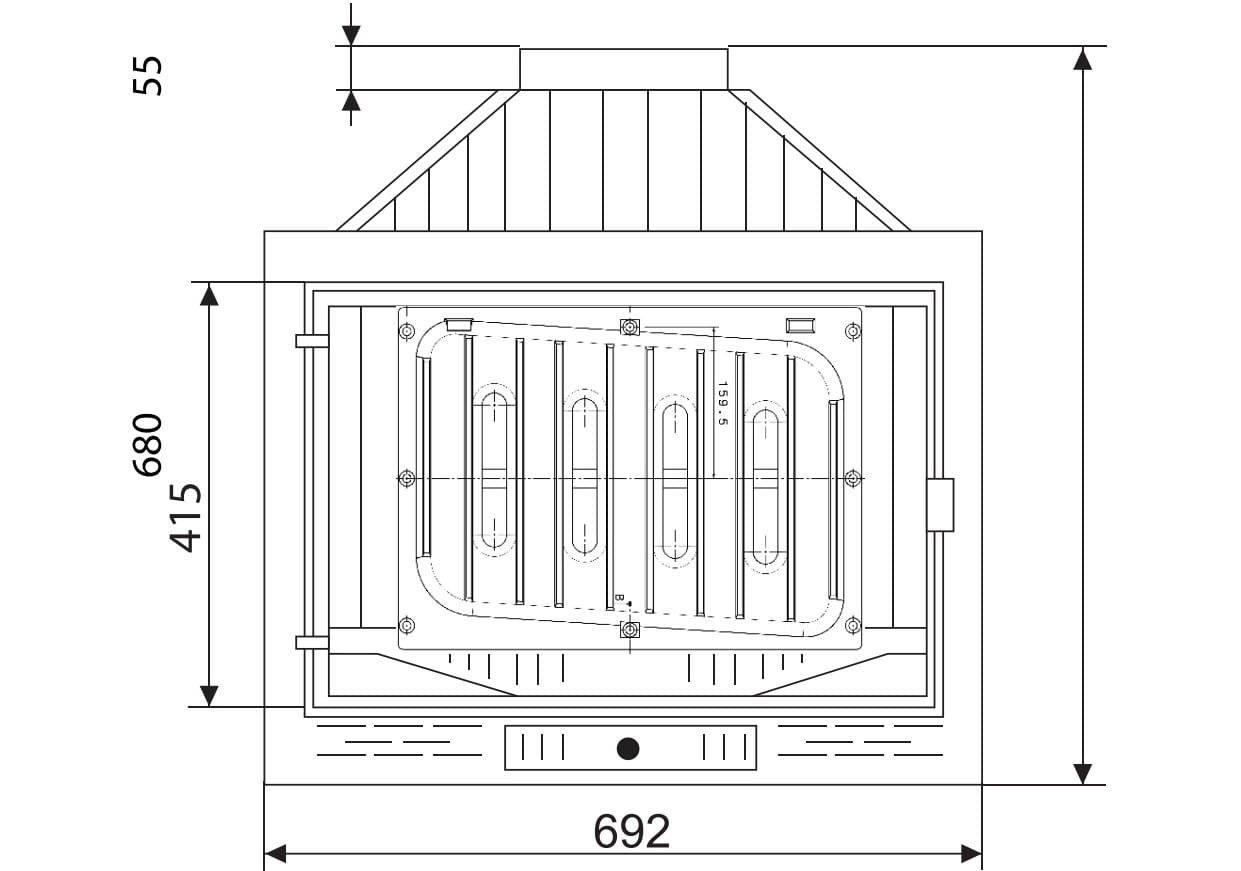Židinio kapsulė FERGUSS FGS-LUX20 su vandens kontūru (16,2 kW) Juoda